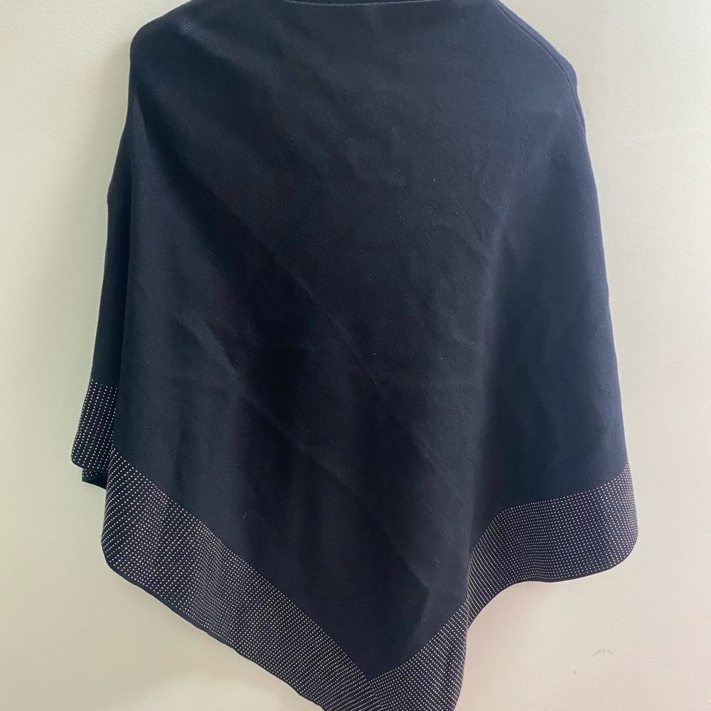 NWOT Black Poncho with Contrasting crystal Dot Border